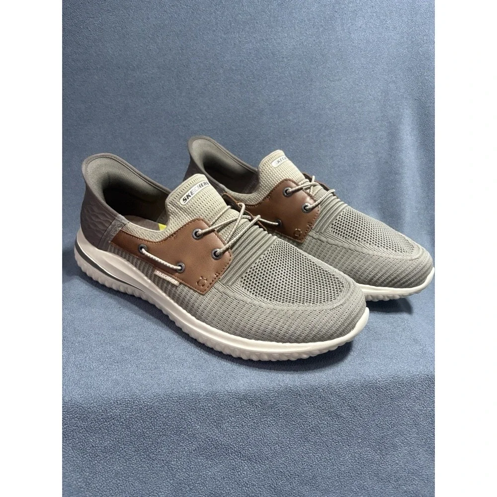 SKETCHERS Delson 3.0  Men's 14 Wide Fit Roth Slip in Taupe Brown Shoes Comfort